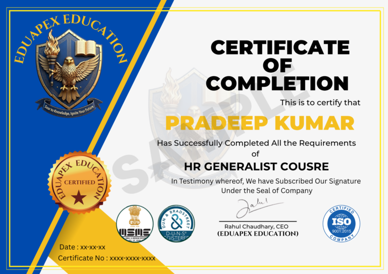 Eduapex HR GeneralistICourse certificate